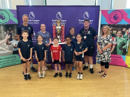 Collingtree Primary School Scored a Visit from the Premier League Trophy